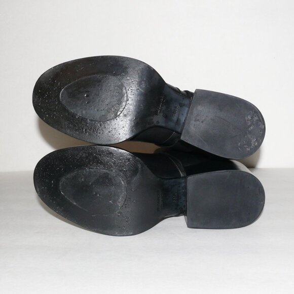 JIL SANDER BLACK LEATHER BUCKLED ANKLE BOOT w/OIL SLICK FINISH - Picture 9 of 9